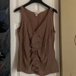 J. Crew 100% silk ruffle front top. Size 8